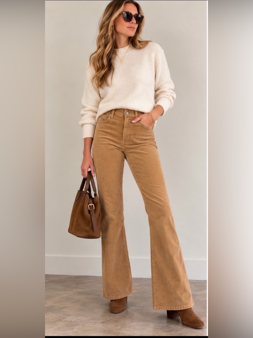 J.Crew Vintage Flare Corduroy Pants 27 Tall Tan High Rise Retro Preppy NWOT